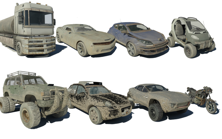 3ds Max renders of vehicles (8 out of16)